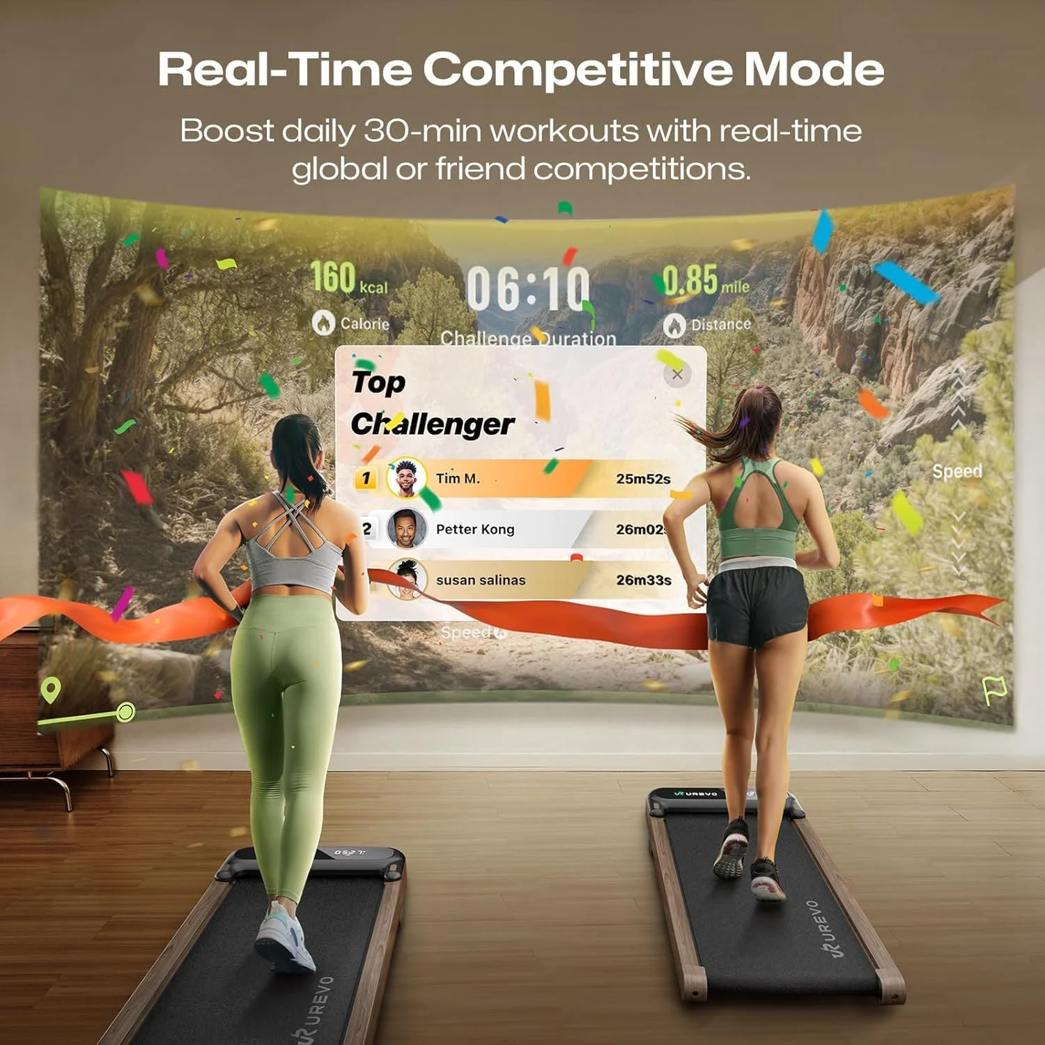 پد پیاده روی E4W با حالت های MIIT، تردمیل چوبی زیر میزی، تردمیل خانگی با قابلیت اتصال و استفاده آسان، دستگاه دویدن با بالشتک HiveTech، ریموت کنترل هوشمند APP و نمایشگر LED