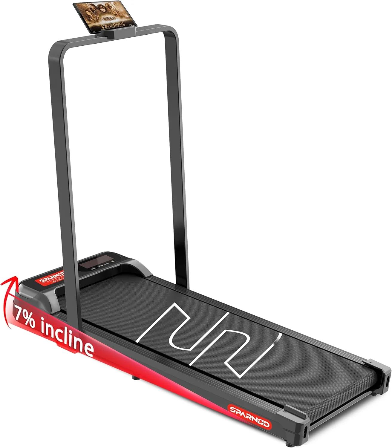 تردمیل پد پیاده‌روی خانگی اسپارنود STH-3004N 2 در 1، 1–10 کیلومتر در ساعت، ریل تاشو، شیب 7٪، نمایشگر LED، بلوتوث، جذب شوک، ظرفیت کاربر 90 کیلوگرم برای استفاده در خانه و محل کار