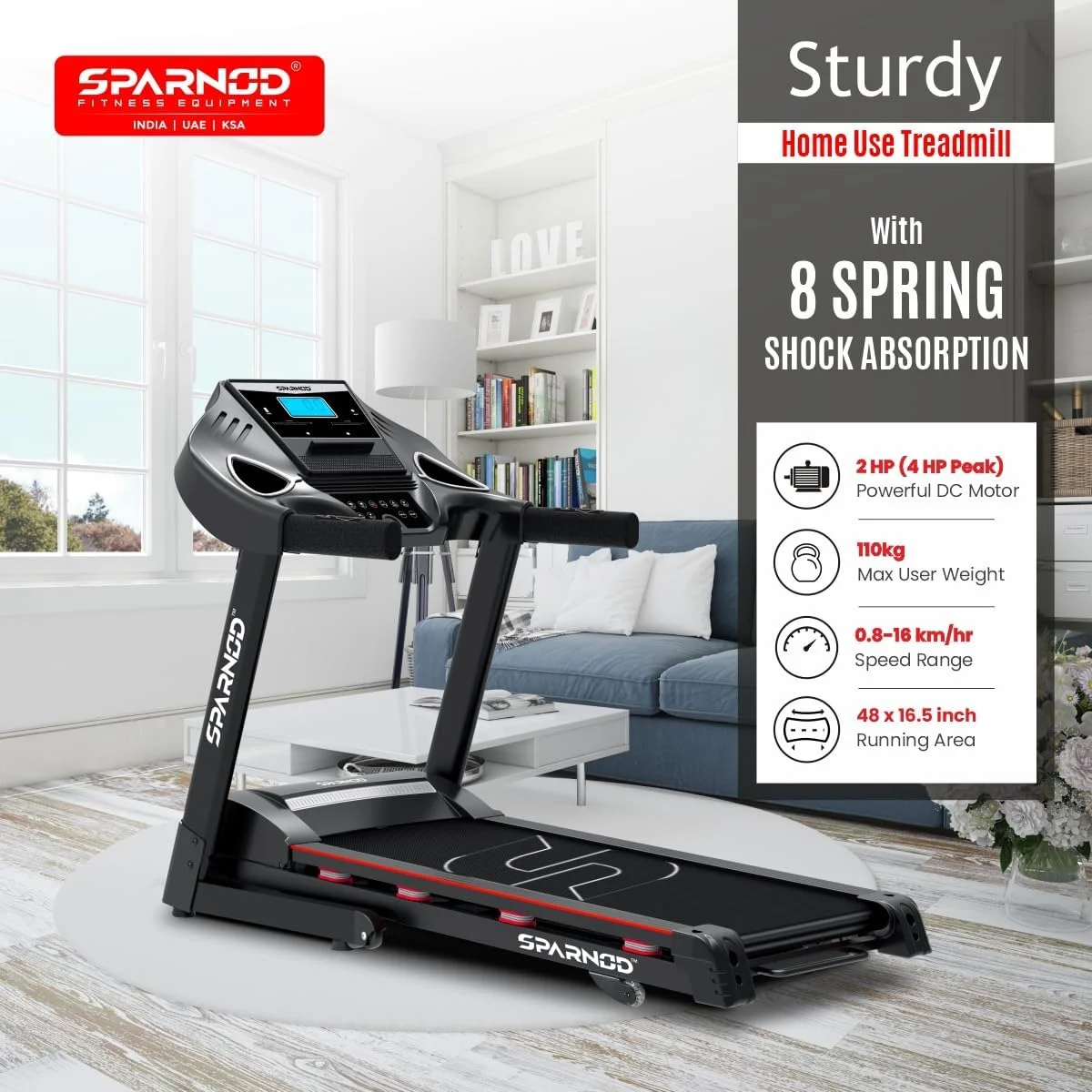 تردمیل اتوماتیک اسپارنود فیتنس مدل STH-3200/3400/3500/3600 (با قدرت 4 اسب بخار) (نصب رایگان) - تردمیل تاشو موتوری برای دویدن در داخل خانه