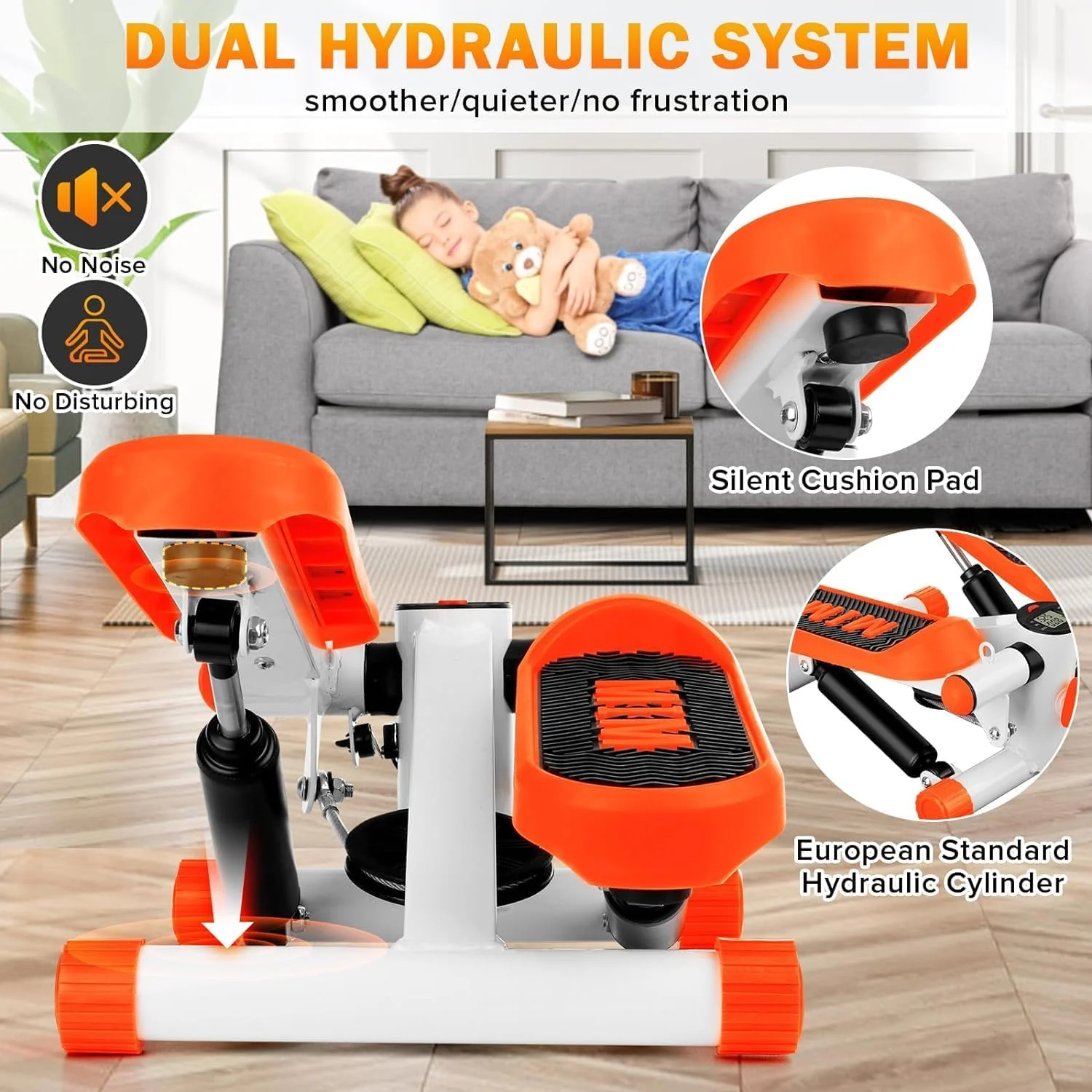 استپرهای ورزشی خانگی، مینی استپر با تجهیزات ورزشی برای تمرینات خانگی، مینی استپر با نوارهای مقاومتی و مانیتور LCD