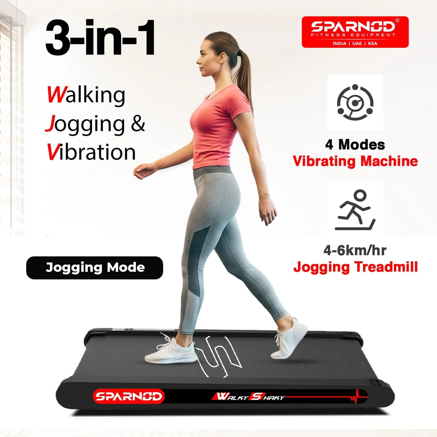 صفحه پیاده‌روی لرزشی اسپارنود فیتنس WalkyShaky - تردمیل صفحه پیاده‌روی زیر میزی برای خانه و محل کار، تردمیل دارای 4 حالت ماساژ لرزشی، کنترل از راه دور و اپلیکیشن، نمایشگر LCD (WalkyShaky)