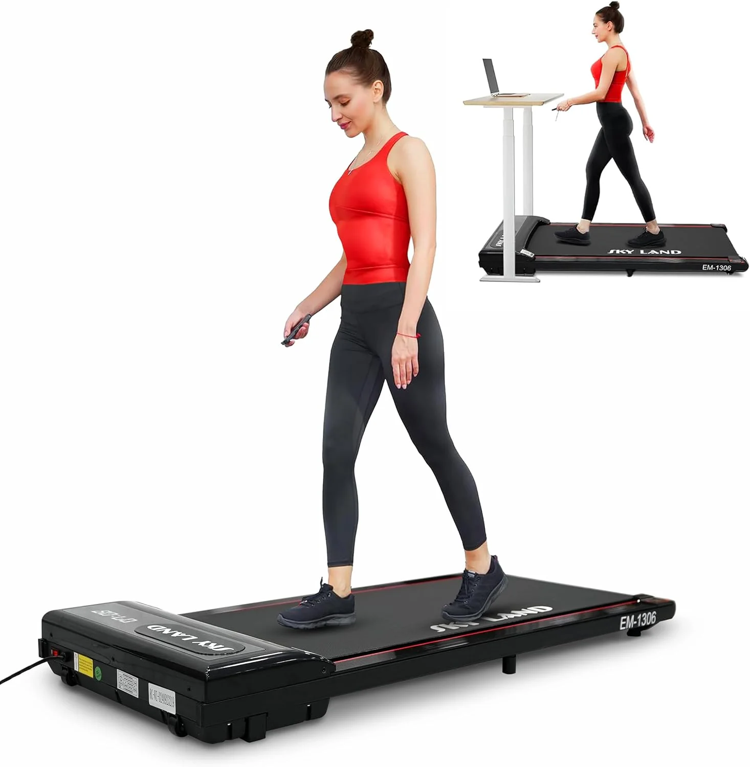 دستگاه تردمیل پد پیاده‌روی جمع و جور SKY LAND برای خانه و محل کار | فوق باریک، قابل حمل، بلوتوث، کنترل از راه دور، نمایشگر LED، دستگاه های دویدن بی صدا