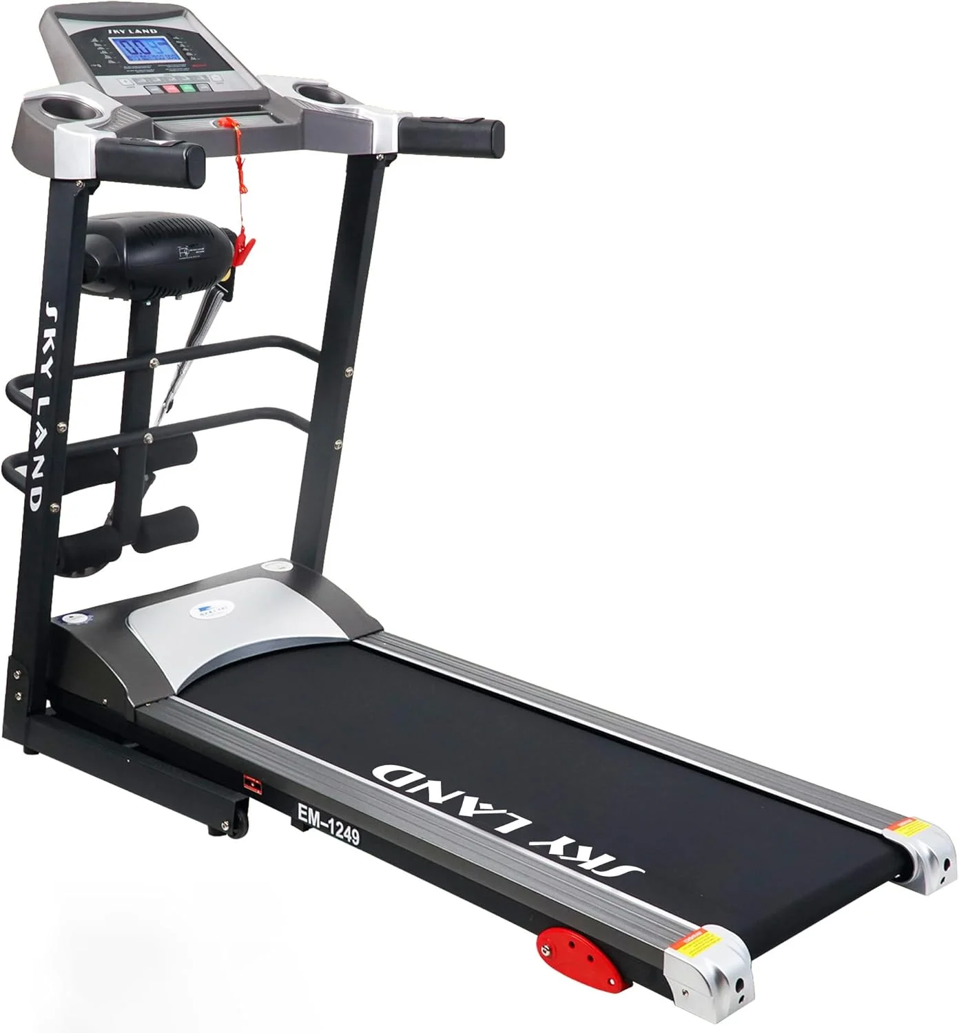 تردمیل تاشو SKY LAND با ماساژور و بلندگو | موتور پیک 4 اسب بخار، 12 برنامه تمرینی از پیش تعیین شده، بلوتوث و برنامه FS | شیب خودکار، صفحه نمایش LCD، فرود نرم هیدرولیک | دستگاه دویدن برای خانه - EM-1249