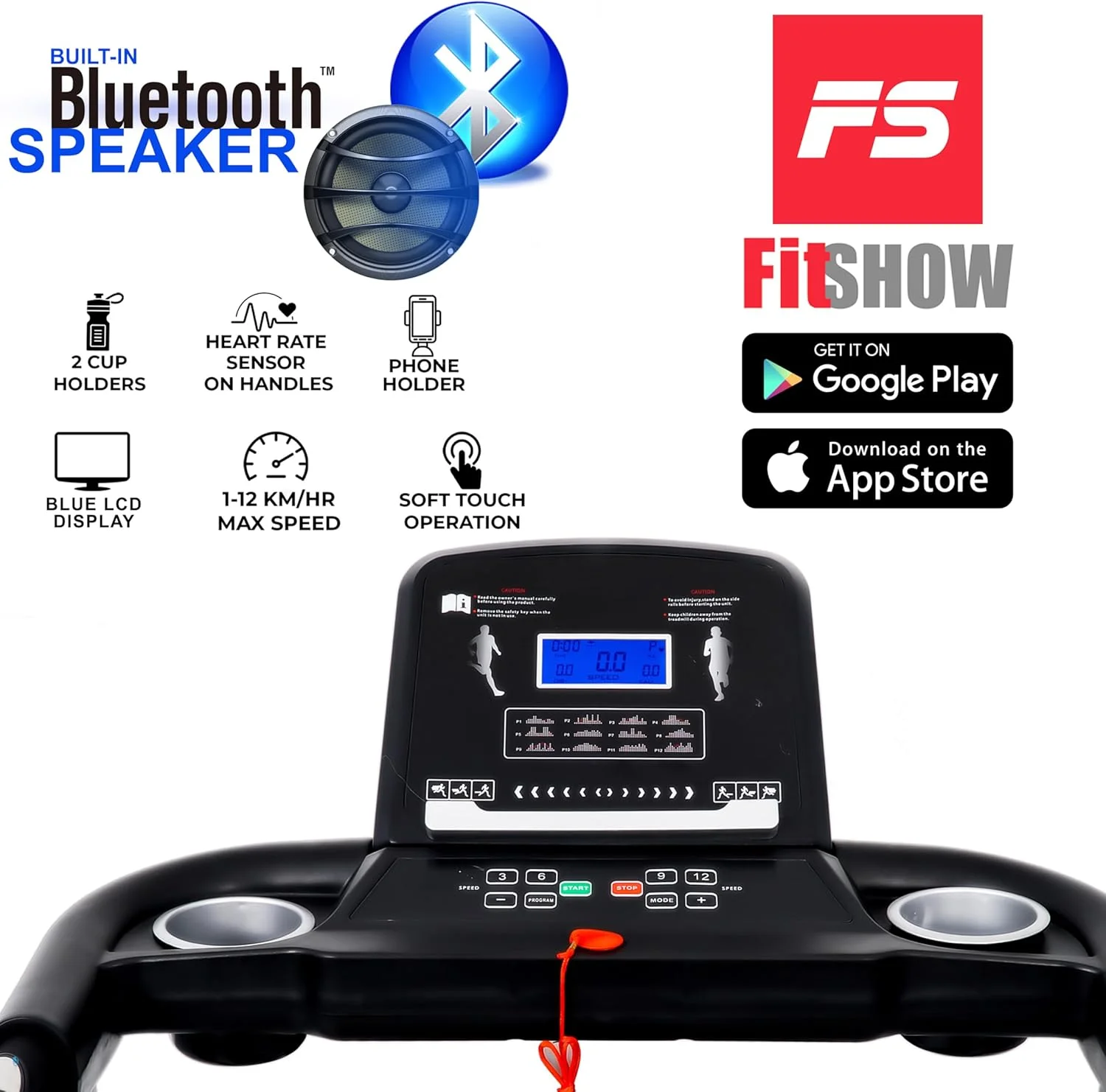 تردمیل خانگی اسکای لند با موتور 2 تا 4 اسب بخار، طراحی جمع و جور و تاشو، مشکی