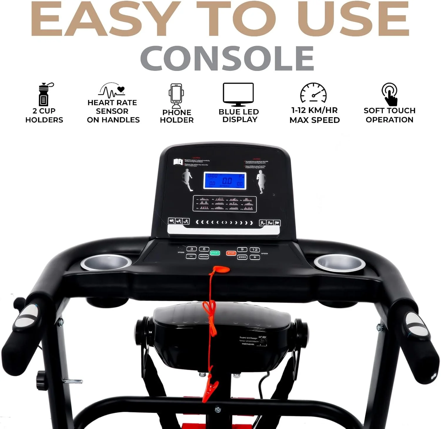 تردمیل خانگی اسکای لند با موتور 2 تا 4 اسب بخار، طراحی جمع و جور و تاشو، مشکی