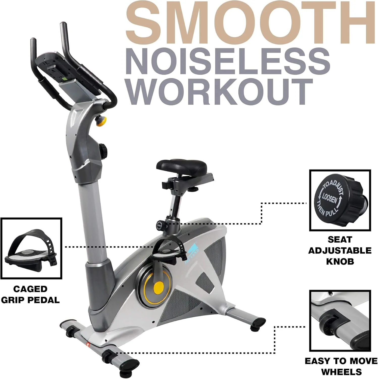 دوچرخه ثابت ایستاده مگنتی SKY LAND با 15 سطح مقاومت، سیستم تسمه بی صدا، صندلی قابل تنظیم، ظرفیت وزنی 113 کیلوگرم و صفحه نمایش LCD برای تمرینات کل بدن، دوچرخه ورزشی خانگی EM-1542