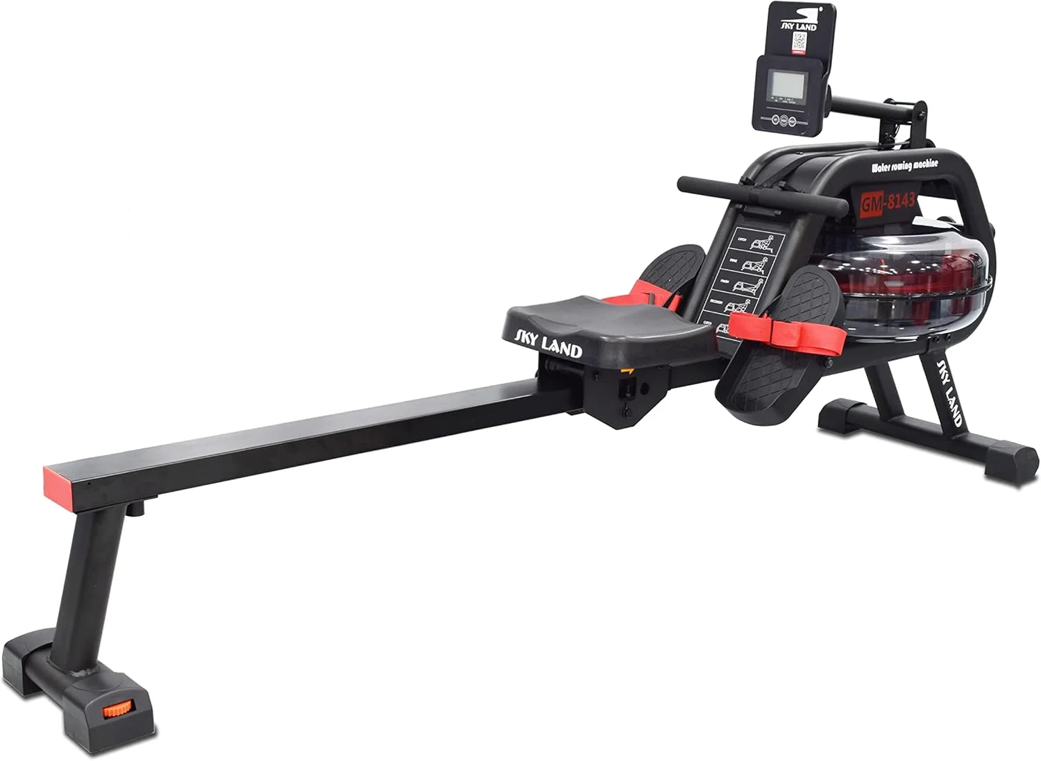 دستگاه روئینگ آبی SKY LAND برای باشگاه خانگی، روئر مقاومتی روان و بی صدا با اپلیکیشن بلوتوث، نمایشگر LCD، سطوح قابل تنظیم، تجهیزات تمرینات کاردیو و قدرتی کل بدن