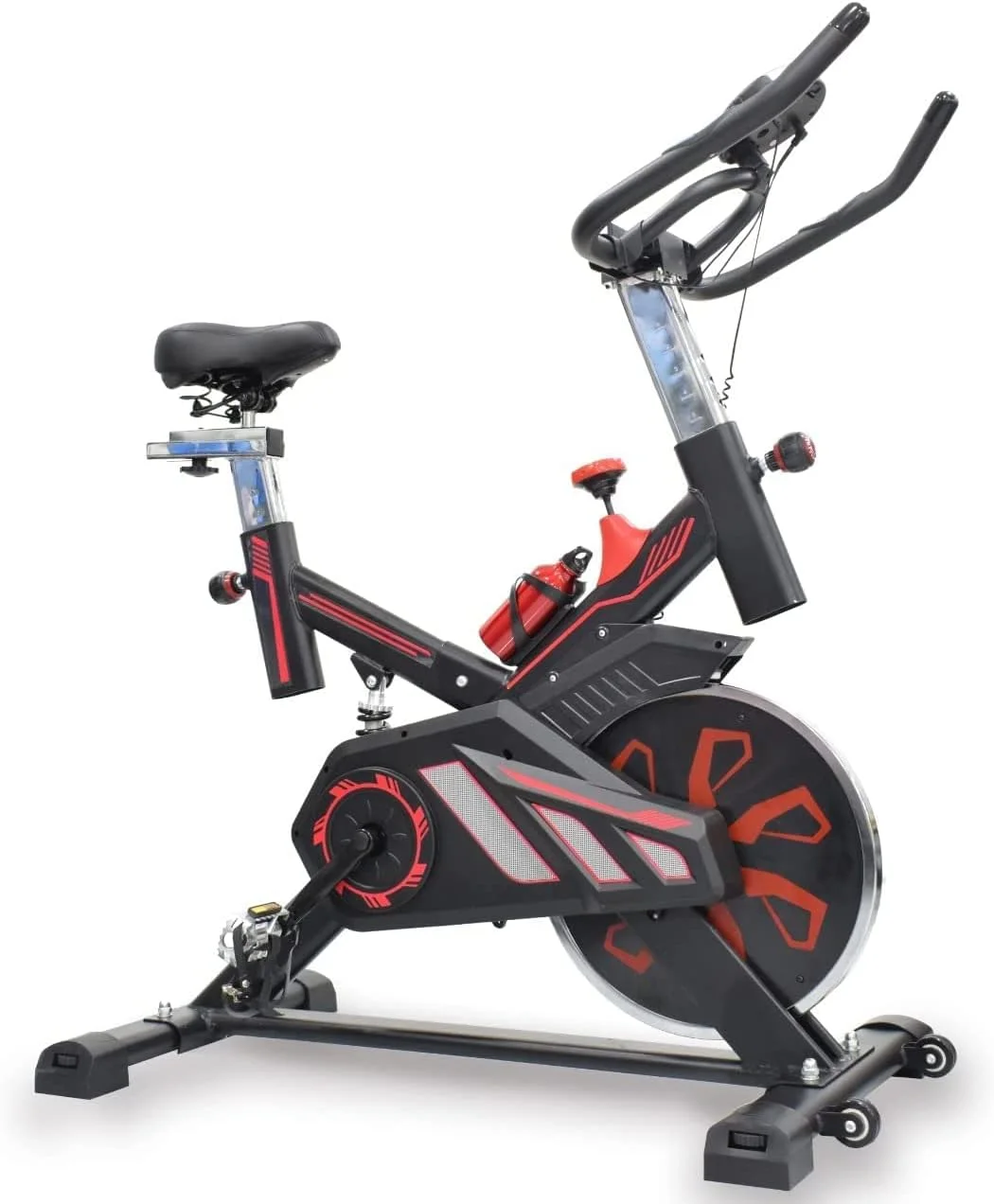 دوچرخه اسپین داخل سالن SKY LAND با فلایویل 8 کیلوگرمی، صندلی قابل تنظیم، نمایشگر LCD، مقاومت مغناطیسی و تسمه بی صدا برای تمرینات کاردیو خانگی - سری EM-1548