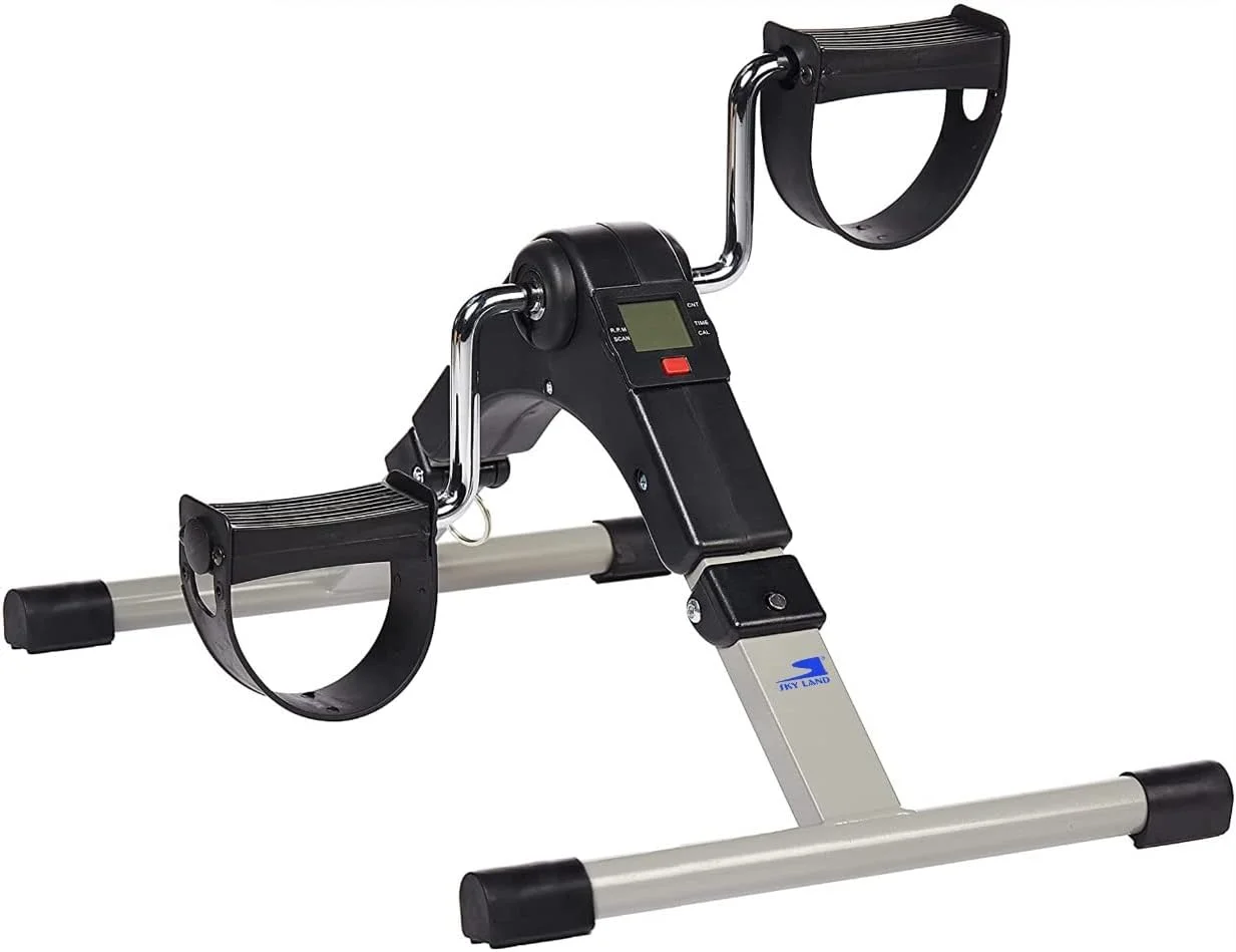 دستگاه مینی پدال قابل حمل SKY LAND، دوچرخه زیر میزی برای تمرین بازو و پا با مانیتور LCD، تاشو، مقاومت قابل تنظیم، طراحی ضد لغزش، ایده آل برای سالمندان، دفتر و تناسب اندام خانگی EM-1861