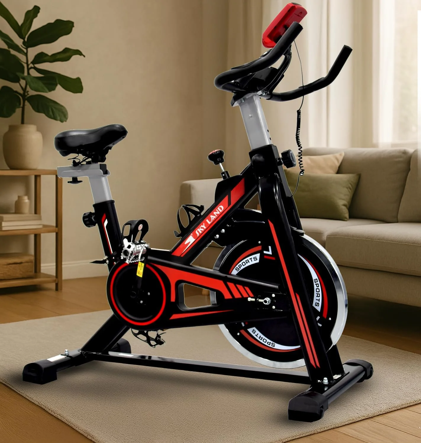 دوچرخه ثابت خانگی SKY LAND برای تمرینات کاردیو | مقاومت قابل تنظیم، مانیتور LCD، چرخ لنگر 10 کیلوگرمی، دوچرخه ورزشی ثابت جمع و جور با جا بطری - ایده آل برای باشگاه خانگی دوچرخه ثابت خانگی SKY LAND برای تمرینات کاردیو | مقاومت قابل تنظیم، مانیتور LCD، چرخ لنگر 10 کیلوگرمی، دوچرخه ورزشی ثابت جمع و جور با جا بطری - ایده آل برای باشگاه خانگی