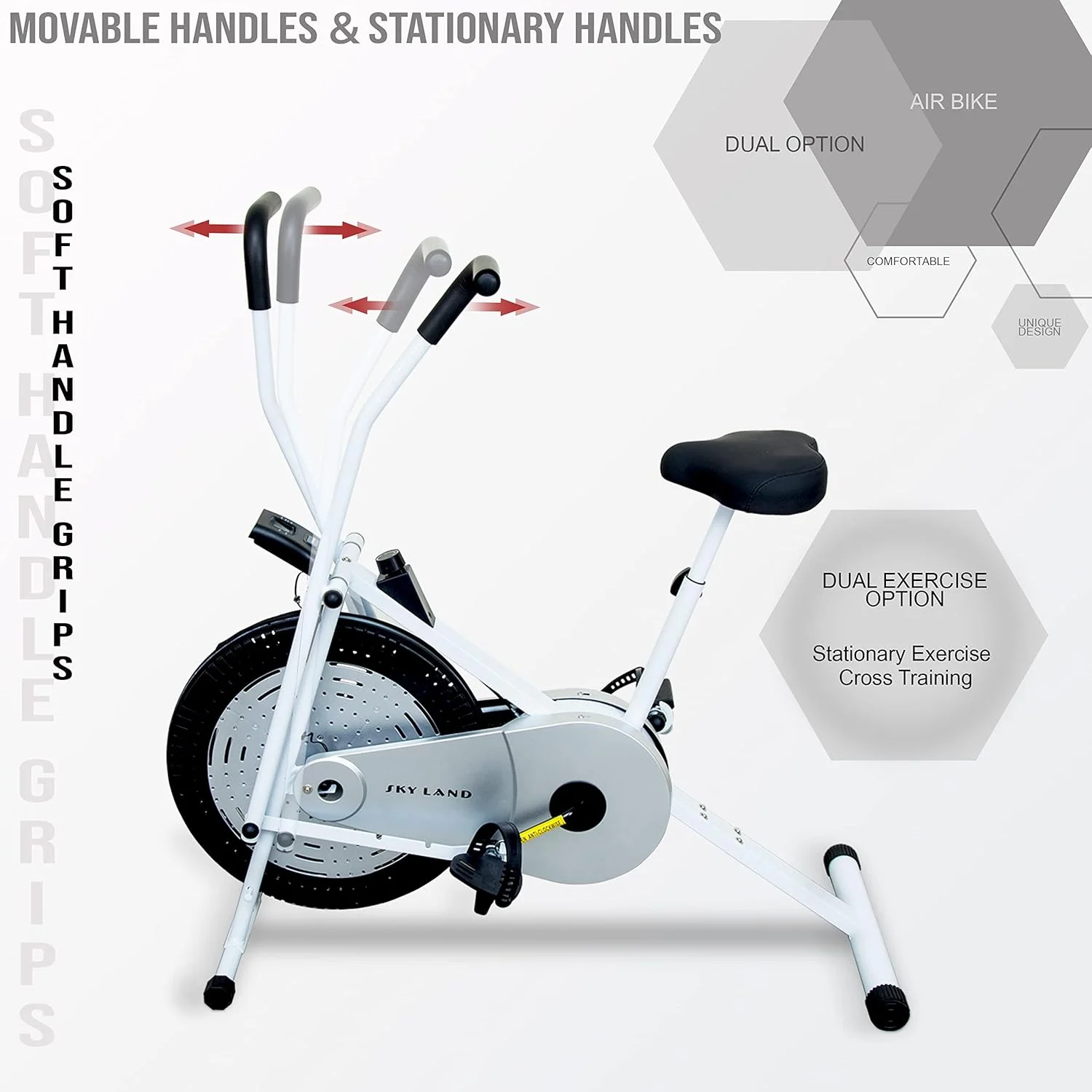 دوچرخه هوای اسکای لند سری ورزشی، دوچرخه هوای مدارگرد کاردیو تمام بدن برای باشگاه خانگی با مقاومت قابل تنظیم، مانیتور LCD و صندلی بالشتکی، موجود: دوچرخه استاندارد یا بسته دوچرخه + زیرانداز دوچرخه هوای اسکای لند سری ورزشی، دوچرخه هوای مدارگرد کاردیو تمام بدن برای باشگاه خانگی با مقاومت قابل تنظیم، مانیتور LCD و صندلی بالشتکی، موجود: دوچرخه استاندارد یا بسته دوچرخه + زیرانداز