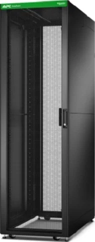 رک کابینت 42 یونیت ایزی APC، ابعاد 600mm/1000mm، درب های پانچ شده، به همراه سقف / پنل جانبی / چرخ ها، پایه ها و 4 براکت، بدون کف، مشکی | ER6202