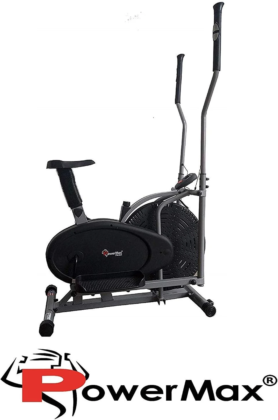 دستگاه الپتیکال و دوچرخه ثابت پاورمکس فیتنس مدل EH-200 با نمایشگر LCD هوشمند و سنسور ضربان قلب (مشکی)