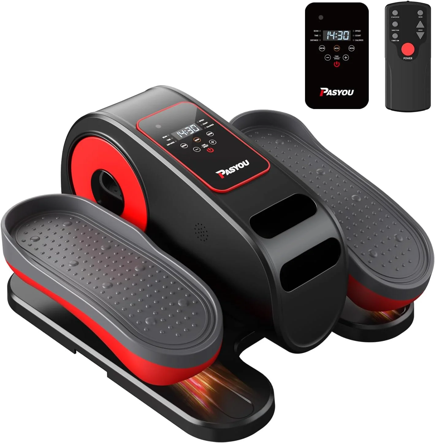 دستگاه الپتیکال زیر میزی PASYOU برای خانه، تمرین دهنده پا الپتیکال برای سالمندان، 12 سرعت قابل تنظیم، دستگاه پدال نشسته بی صدا و قابل حمل با کنترل از راه دور، مشکی
