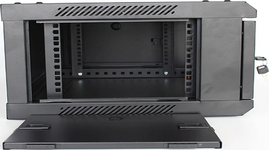 کابینت شبکه دیواری بولین 4 یونیت، ابعاد 600x450 میلی متر، رک 19 اینچ، پنل های جانبی جداشدنی، تک قسمتی، مشکی | BLWM-6404
