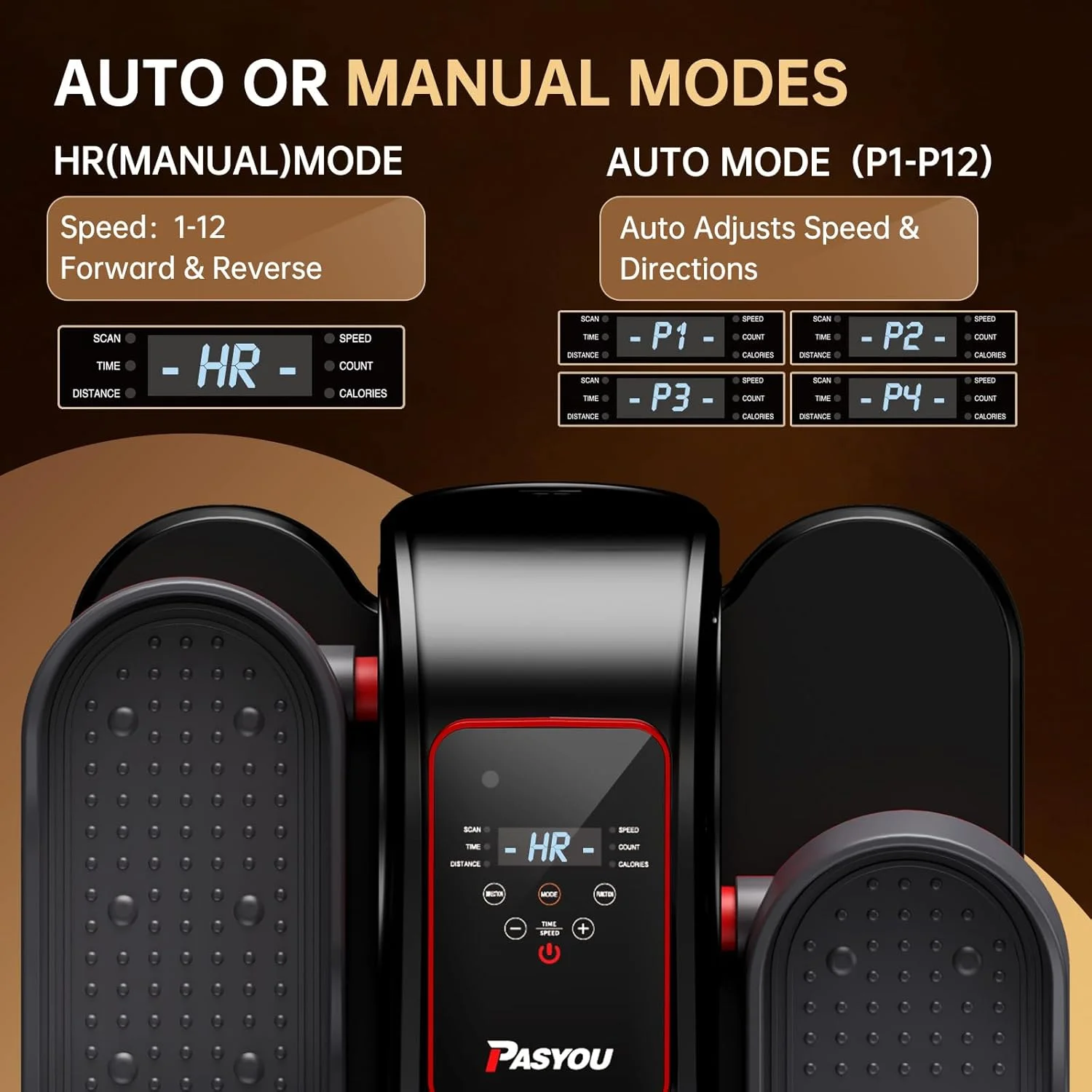 دستگاه الپتیکال زیر میزی PASYOU برای خانه، تمرین دهنده پا الپتیکال برای سالمندان، 12 سرعت قابل تنظیم، دستگاه پدال نشسته بی صدا و قابل حمل با کنترل از راه دور، مشکی