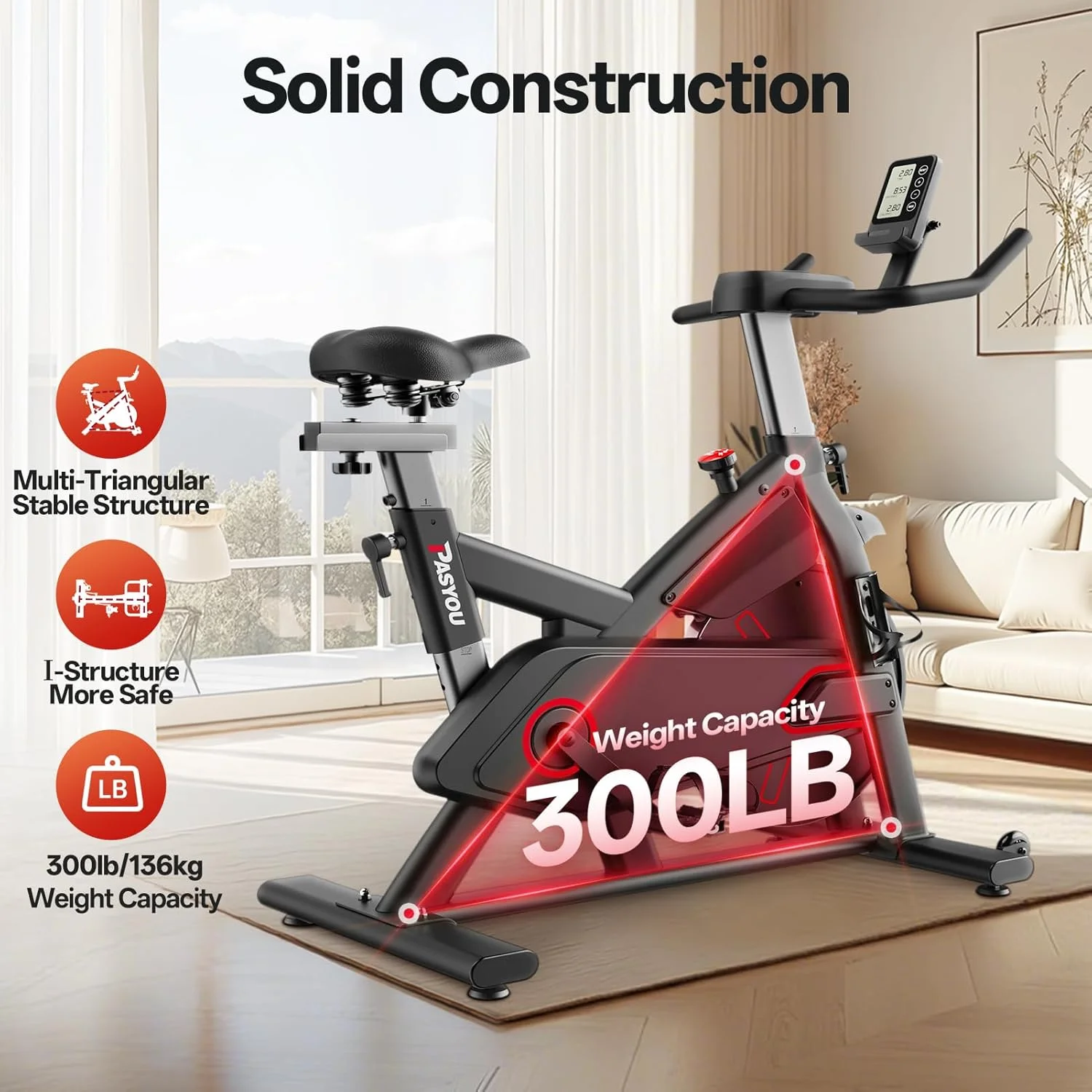 دوچرخه ثابت ورزشی پاسیو، دوچرخه اسپینینگ خانگی، دوچرخه ثابت با مقاومت مغناطیسی، دوچرخه های ورزشی بی صدا برای خانه، دوچرخه اسپین با LCD و نگهدارنده تبلت