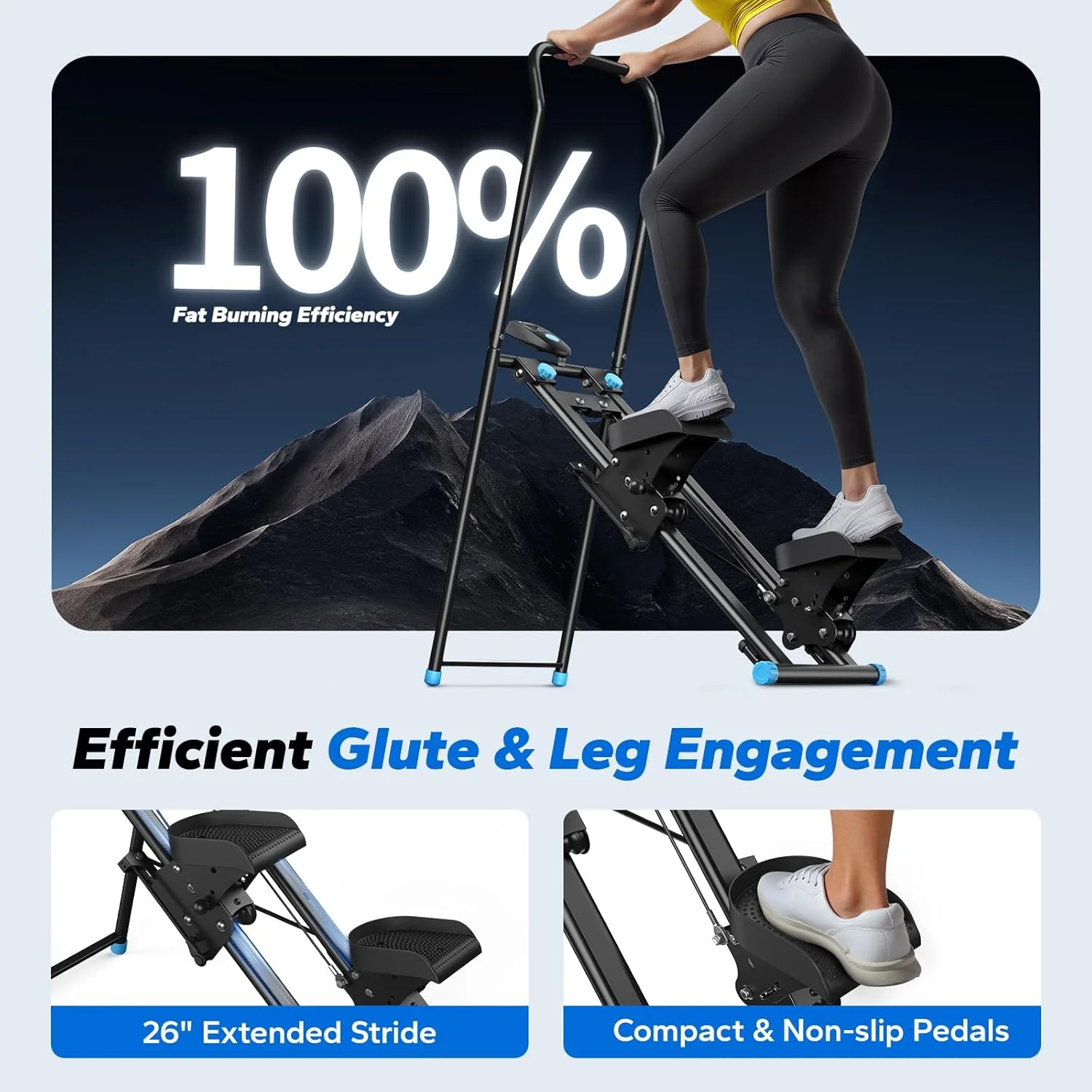 دستگاه پله برقی ورزشی MERACH برای تمرین در خانه، نسخه جدید مینی استپر برای تمرین کل بدن، تجهیزات کاردیو با دامنه پله گسترده، دسته و پدال قابل تنظیم