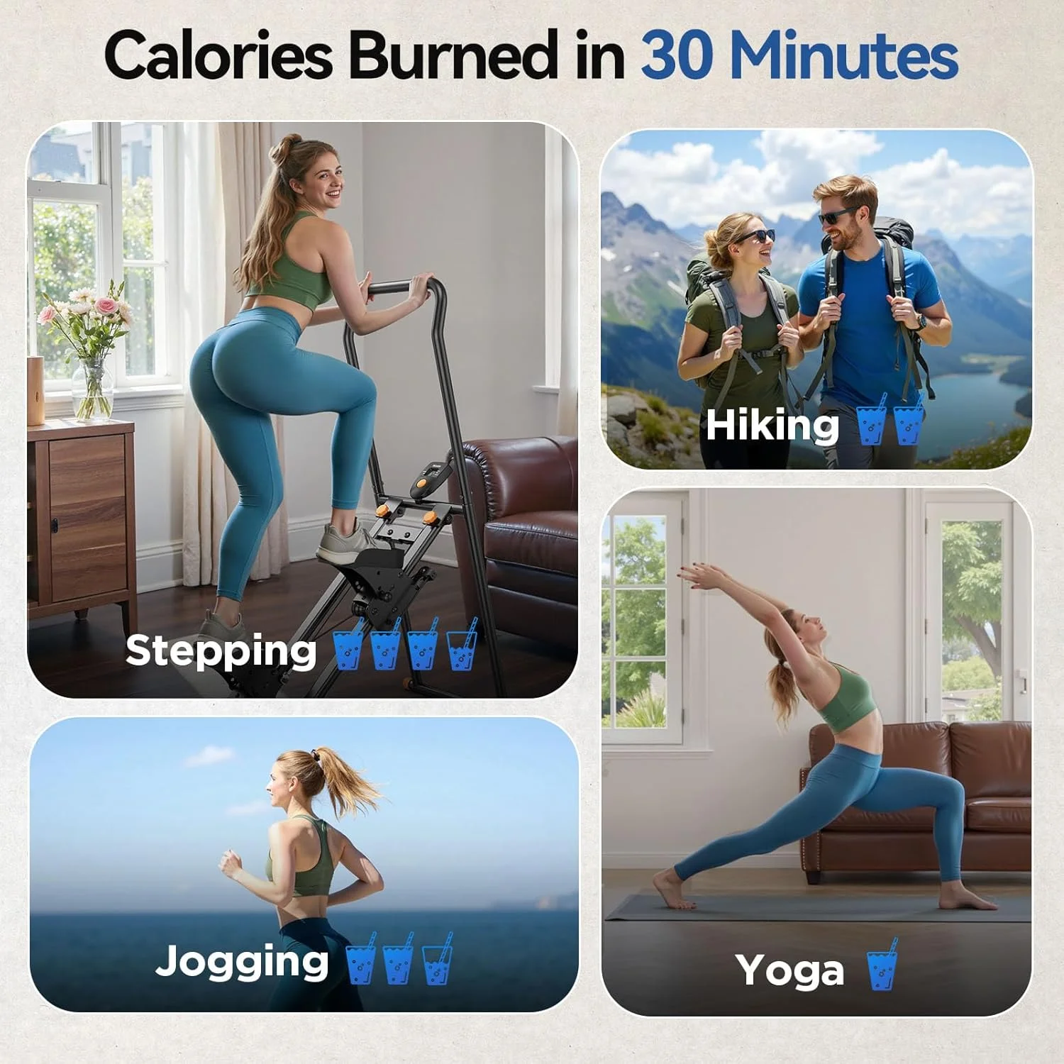 دستگاه صعود عمودی نایس دی، استپر برای تمرین کل بدن، دستگاه کاردیو جمع و جور و تاشو با دامنه پله گسترده، دسته و پدال قابل تنظیم، ظرفیت بارگیری 136 کیلوگرم