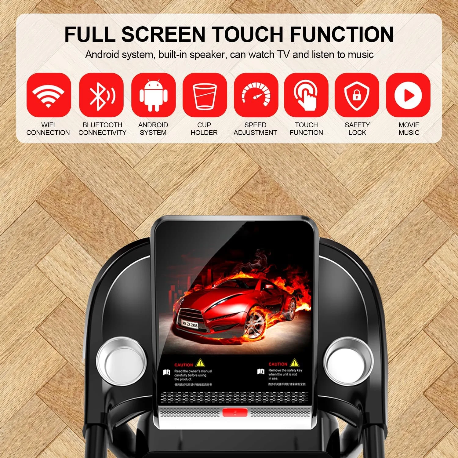 تردمیل تاشو MASTON FITNESS MST-B100 (موتور با حداکثر توان 2.0 اسب بخار | Wifi، بلوتوث و بلندگو | صفحه نمایش تمام رنگی)- دستگاه دویدن چند منظوره با ماساژور برای استفاده خانگی