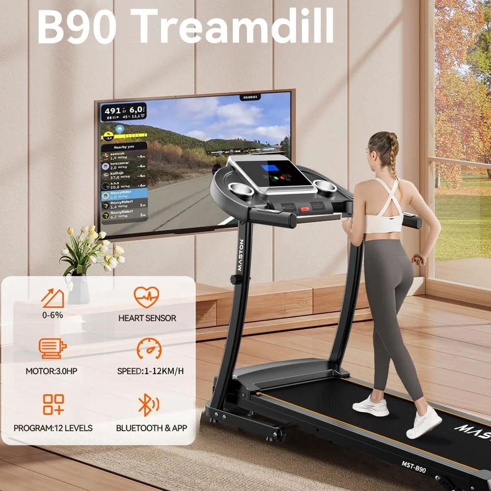 تردمیل تاشو MASTON MST-B90 (موتور 2.0 اسب بخار | ظرفیت بارگیری 110 کیلوگرم) - دستگاه دویدن با شیب دستی برای استفاده خانگی