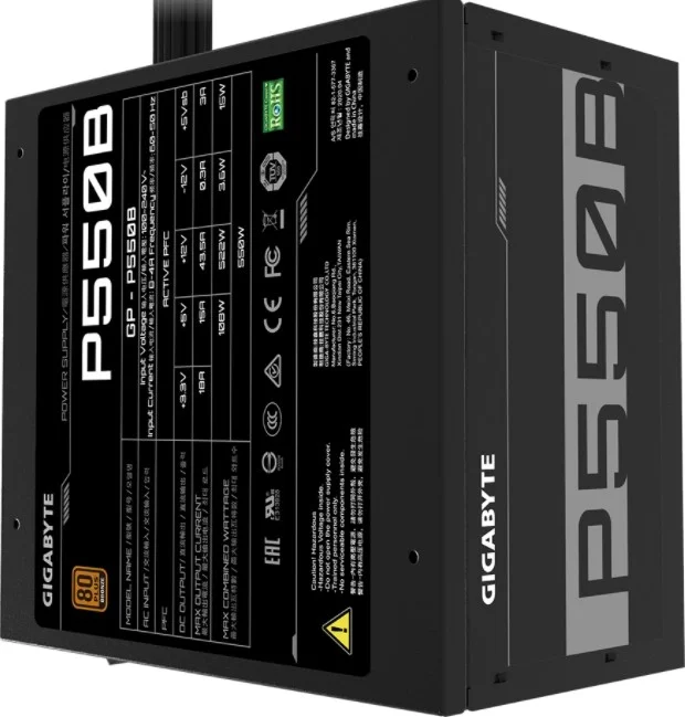 منبع تغذیه 550 وات گیگابایت مدل PSUGP-P550B، دارای گواهینامه 80 PLUS Bronze، غیر ماژولار | GP-P550B