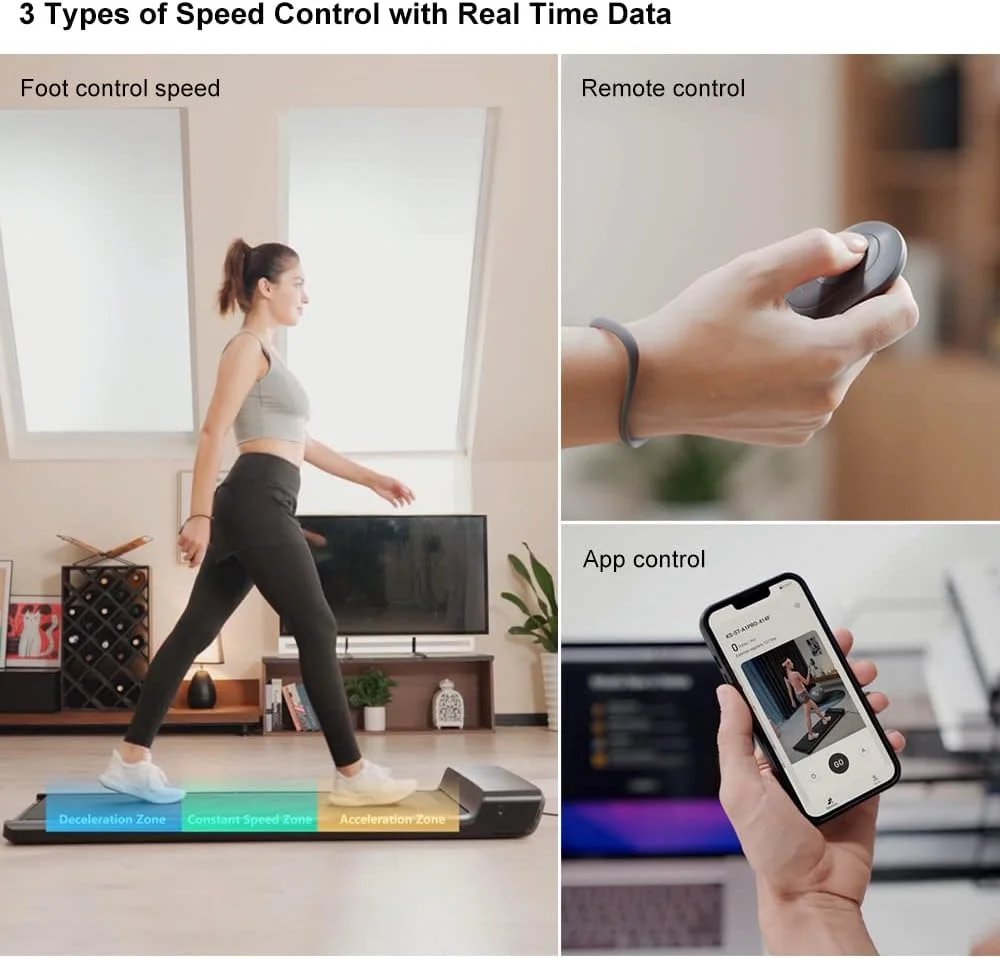 دستگاه پیاده‌روی تاشو هوشمند کینگ‌اسمیت WalkingPad A1 Plus با ظرفیت تحمل وزن ارتقا یافته تا 136 کیلوگرم، مناسب برای استفاده خانگی، باریک و قابل حمل