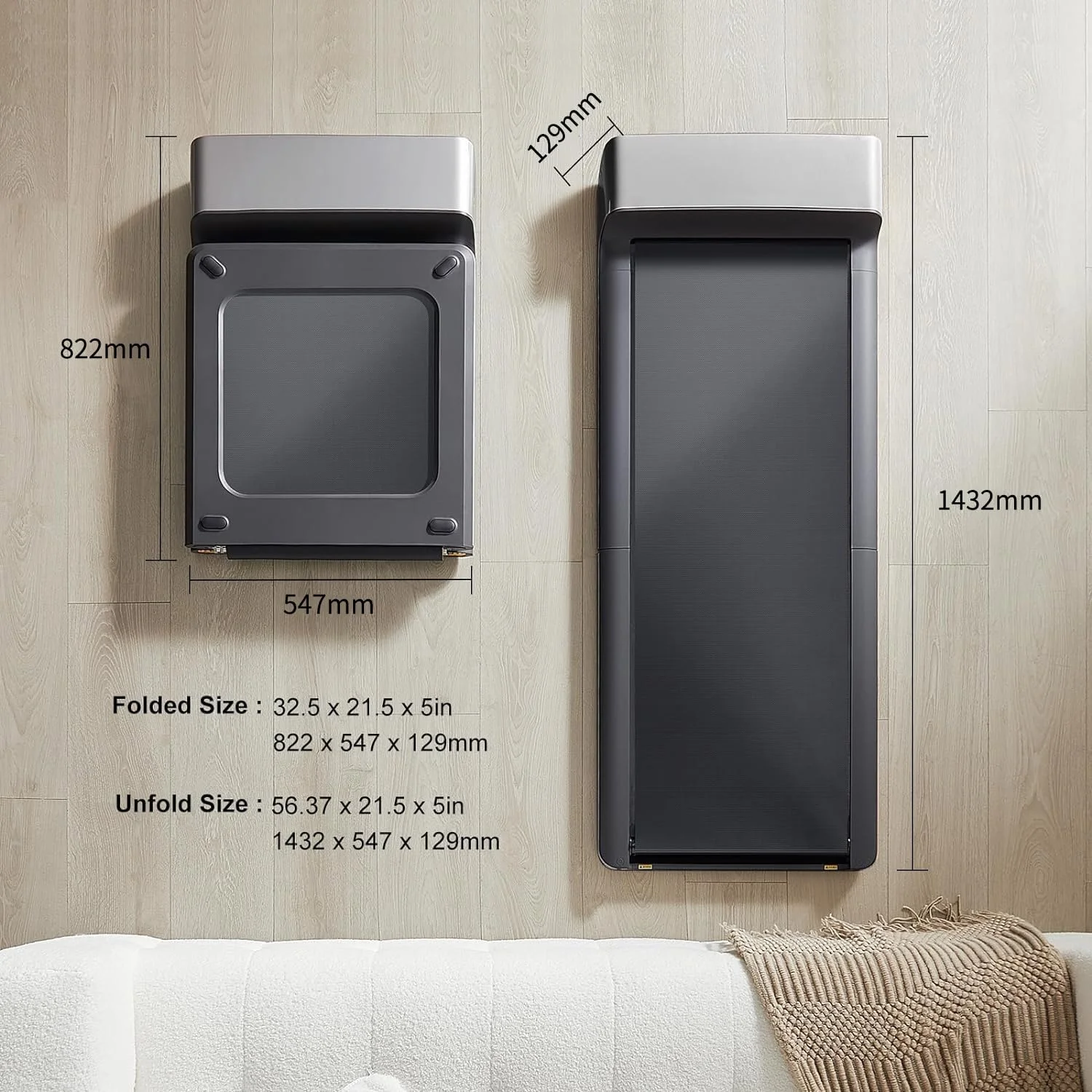 تردمیل تاشو فوق باریک الکتریکی KingSmith WalkingPad P1، پد پیاده روی هوشمند تاشو، دستگاه ایمن قابل حمل بدون نگهدارنده، مناسب باشگاه و دویدن، مدل P1 خاکستری