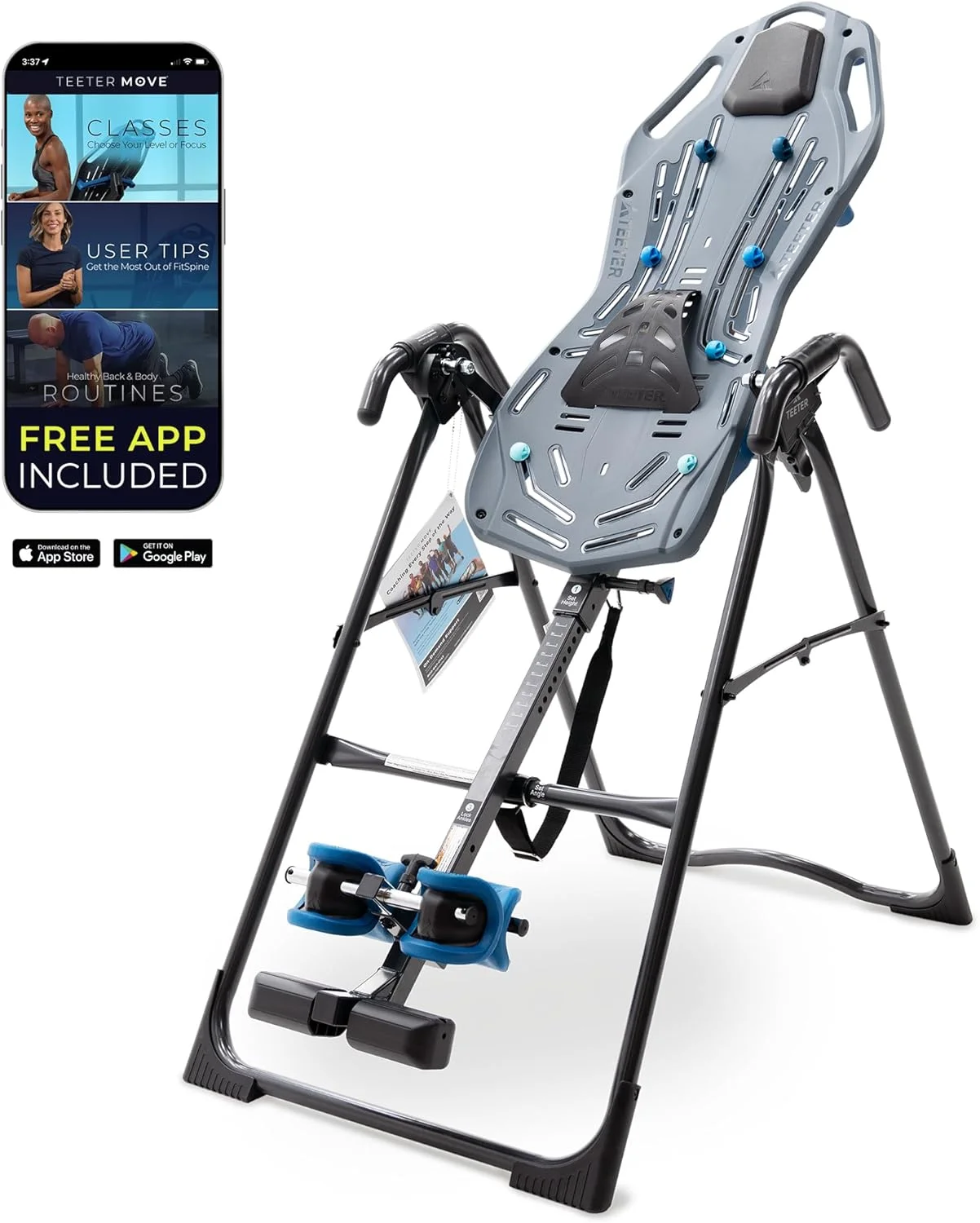 میز معکوس کننده INVERSION INTL IV-X3A Fitspine X3، میز معکوس کننده، انعطاف پذیری، تعادل، تجهیزات ورزشی - خاکستری/مشکی