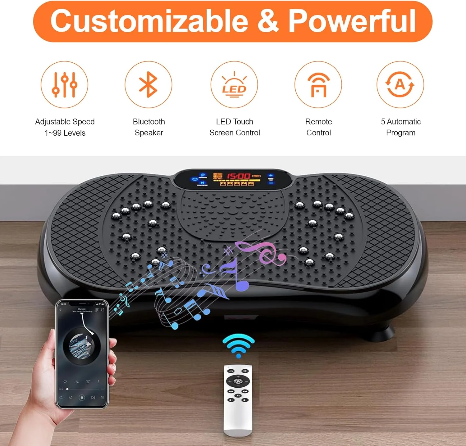 دستگاه تمرین پلتفرم لرزشی HJB VISSO، دستگاه لرزشی تخلیه لنفاوی، لرزاننده تمام بدن، تخته لرزاننده ورزشی باشگاه برای کاهش وزن و چربی سوزی برای زنان و مردان