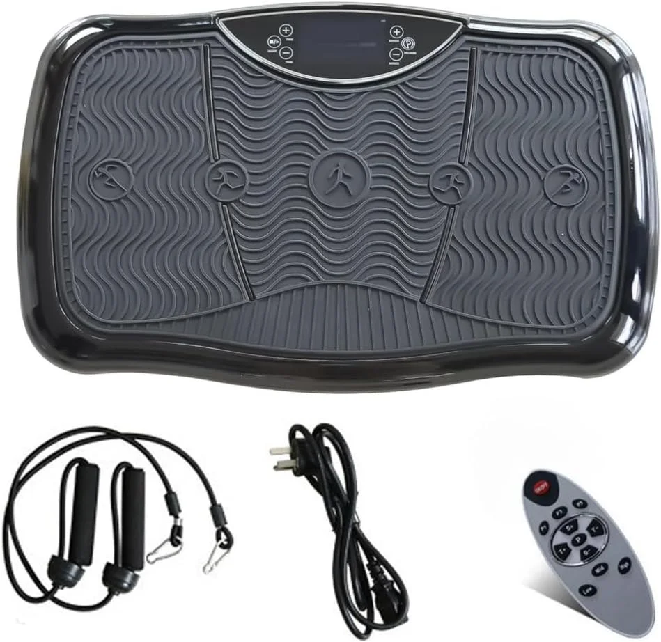 دستگاه تمرین صفحه ارتعاشی با بلوتوث، پلتفرم ارتعاشی تناسب اندام کل بدن با بندهای تعادل و کنترل از راه دور، تجهیزات تمرین خانگی برای کاهش وزن و فرم دهی (مشکی)