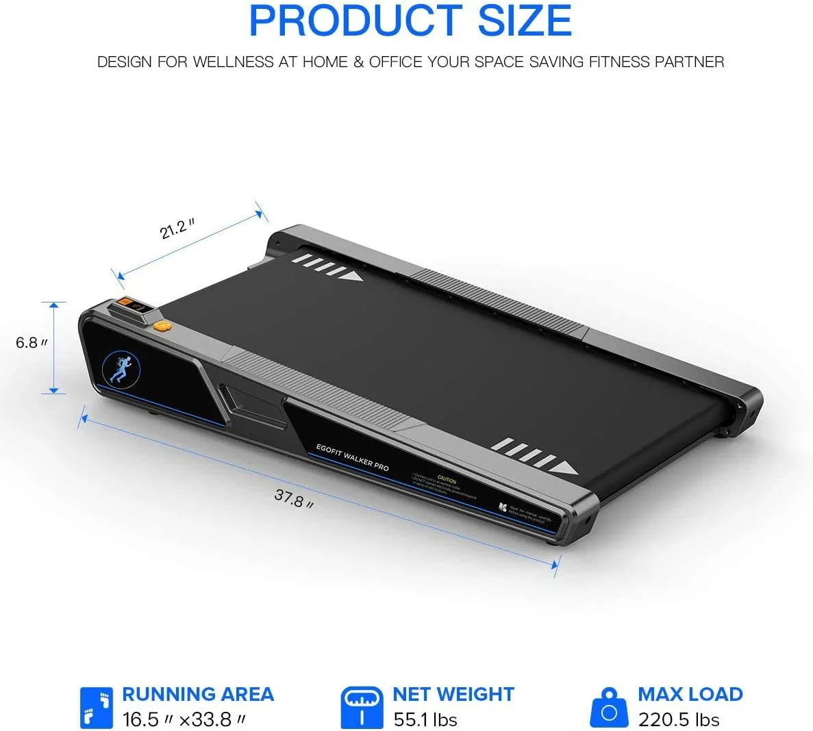 COOLBABY پد پیاده روی، کوچکترین تردمیل زیر میزی برای دفتر و خانه، تحمل وزن تا 100 کیلوگرم