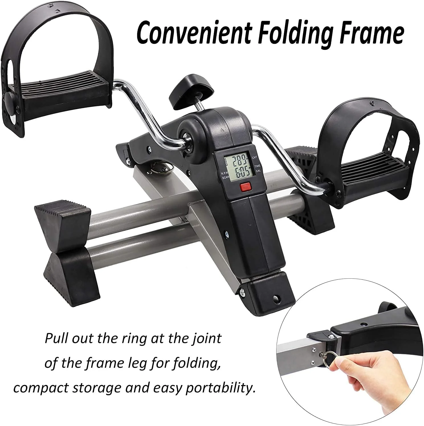 دستگاه پدال ورزشی قابل حمل BODYFIT Mini، بهترین دستگاه پدال برای دست و پا، دستگاه مینی اسپینینگ با صفحه نمایش LED، تجهیزات ورزشی باشگاه، تاشو