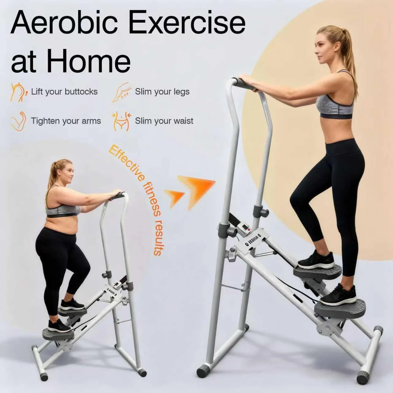 دستگاه استپر عمودی تاشو، دستگاه استپر کاردیو تاشو و جمع و جور، دستگاه پله نوردی برای تمرین کل بدن با مانیتور LCD، تجهیزات تمرین کاردیو کل بدن با ظرفیت 100 کیلوگرم