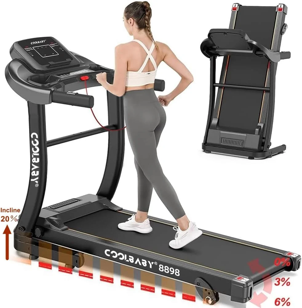 تردمیل تاشو کول بیبی، تردمیل قابل حمل 1.5 اسب بخار با شیب دستی، مونتاژ آسان دستگاه دویدن و پیاده روی برای خانه و محل کار، 12 برنامه از پیش تعیین شده، سرعت 1.0-10 کیلومتر در ساعت