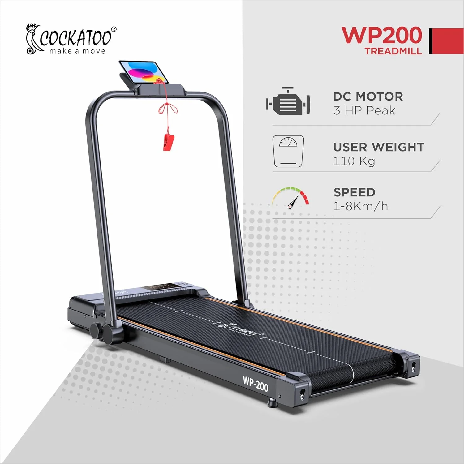 تردمیل موتورایز کلاغ کاکل سفید مدل WP-200 با موتور 1.5 اسب بخار - 3 اسب بخار پیک، پد پیاده روی برای خانه، تردمیل تاشو، حداکثر سرعت 8 کیلومتر در ساعت، حداکثر وزن 110 کیلوگرم (نصب رایگان) - تصویر 2 تردمیل موتورایز کلاغ کاکل سفید مدل WP-200 با موتور 1.5 اسب بخار - 3 اسب بخار پیک، پد پیاده روی برای خانه، تردمیل تاشو، حداکثر سرعت 8 کیلومتر در ساعت، حداکثر وزن 110 کیلوگرم (نصب رایگان) - تصویر 2