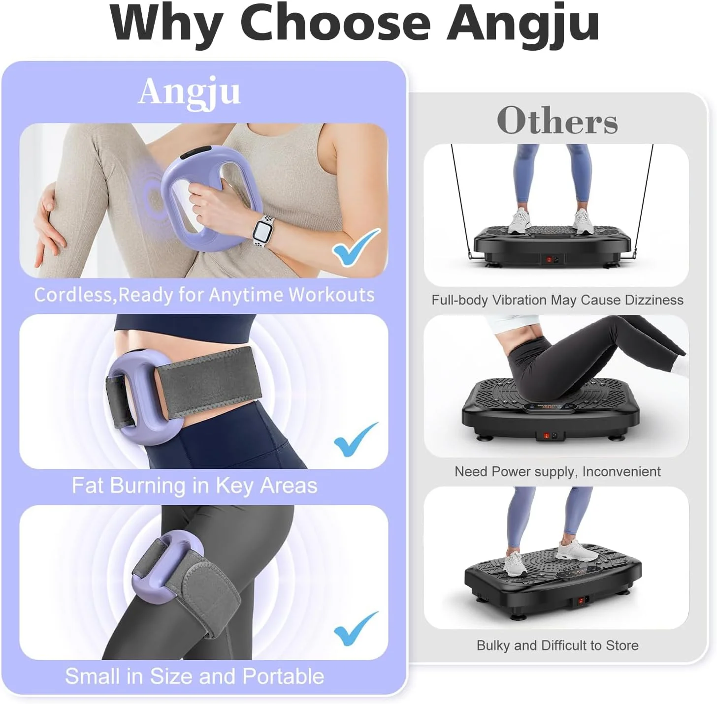 صفحه ویبره آنجو، صفحه ویبره بی سیم، ماساژور دستی تخلیه لنفاوی، دستگاه ورزشی برای کاهش وزن، سبک و مینی، 8 سطح قابل تنظیم