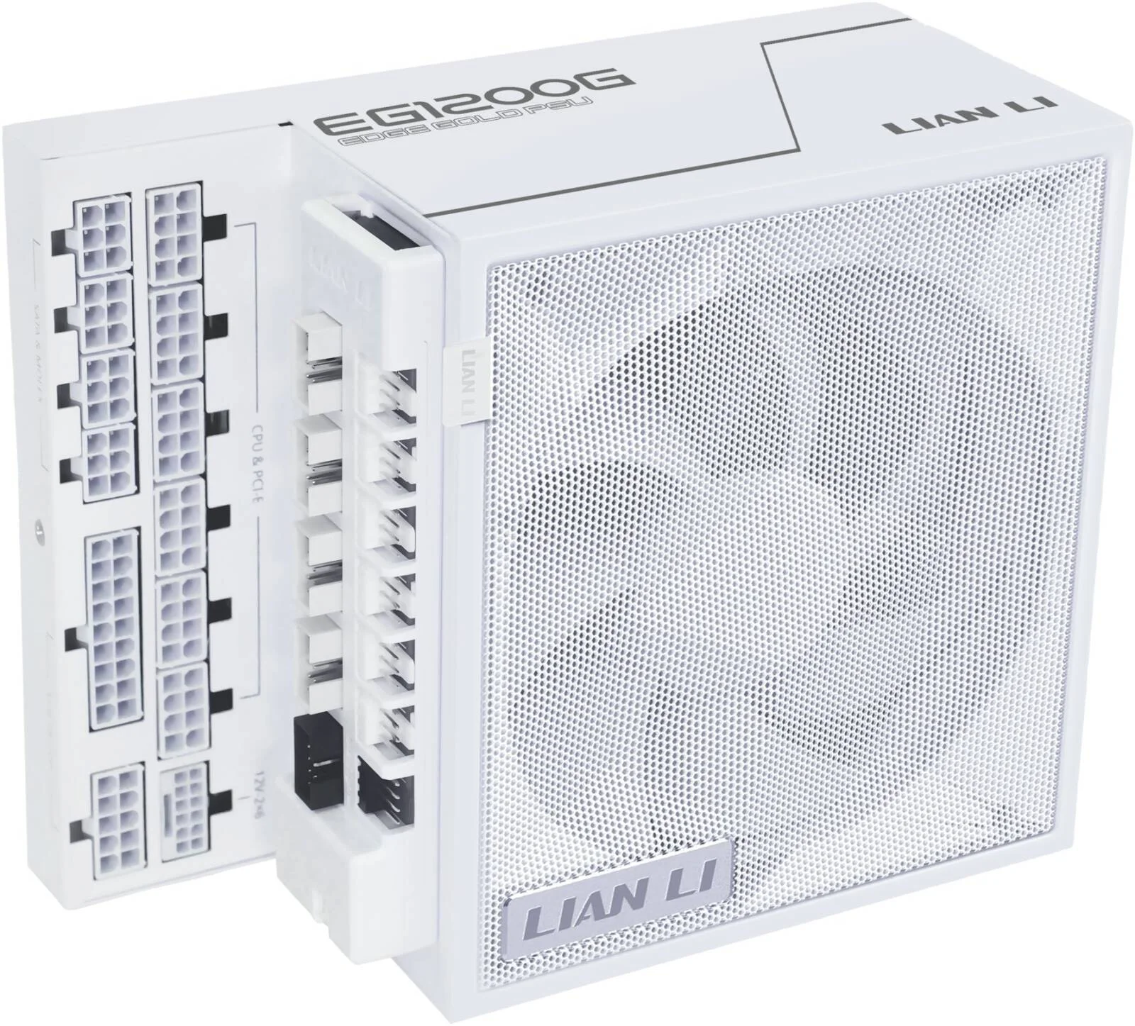 منبع تغذیه کاملاً ماژولار Lian-Li EDGE GOLD، توان 1200 وات، بازدهی 80 PLUS Gold، نوع فن FDB 120 میلی‌متری، PFC فعال، فرم فاکتور ATX 3.1، سرعت فن 2400 دور در دقیقه، سفید | EG1200G.WHITE