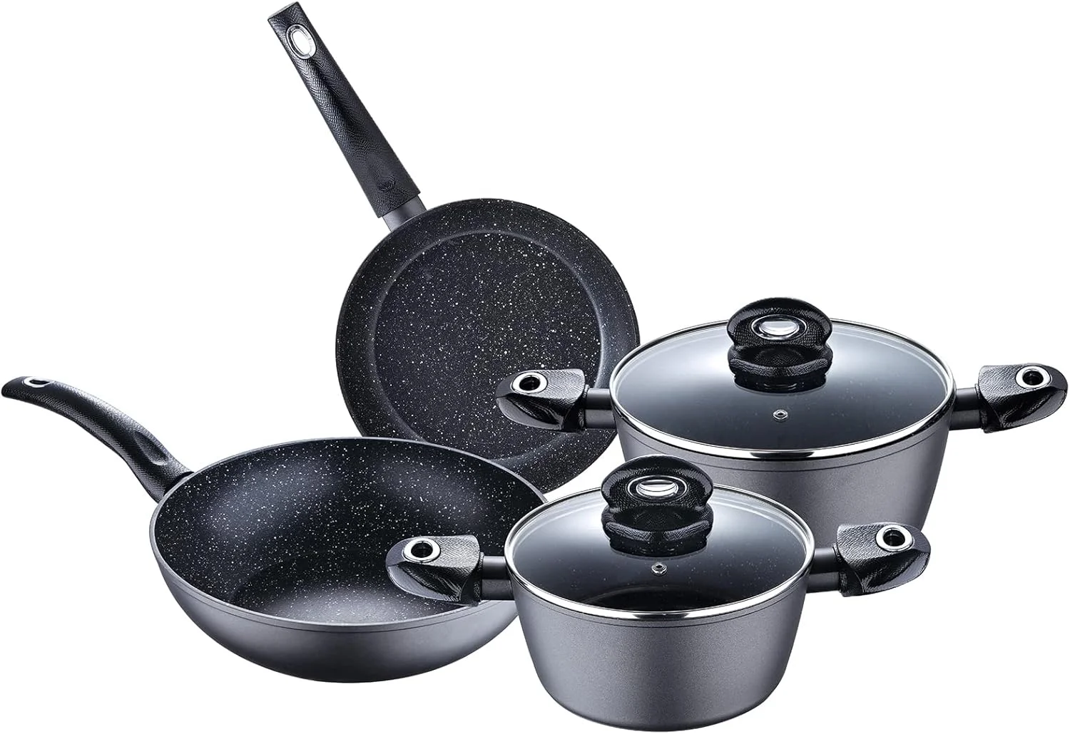 ست ظروف پخت و پز 6 پارچه برگنر مدل اوریون، آلومینیوم فورج شده، کف القایی، رنگ خاکستری، BG35776GY