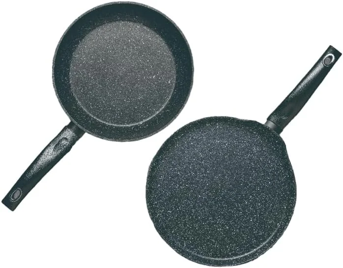 ست ظروف پخت و پز ۲ تکه برگنر مدل اوریون، ست پخت و پز آلومینیوم فورج شده، ظروف پخت و پز با کف القایی، قابلمه های با پوشش نچسب ماربل پلاس، مناسب برای همه اجاق ها، رنگ خاکستری، BG30068GY