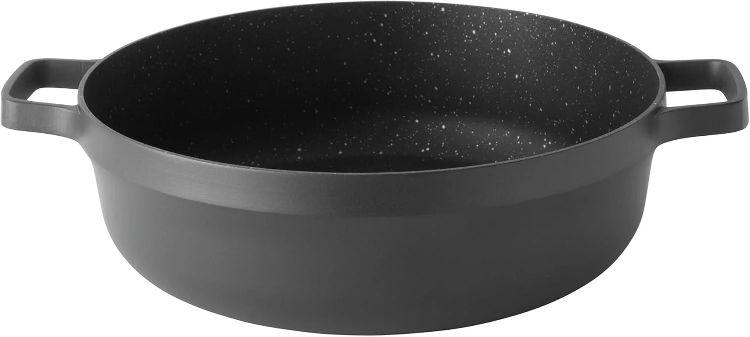 تابه آلومینیومی Berghoff Gem با درب و 2 دسته، مناسب برای همه اجاق‌ها، از جمله القایی، مشکی/شفاف 28 سانتی‌متر 4.6 لیتر