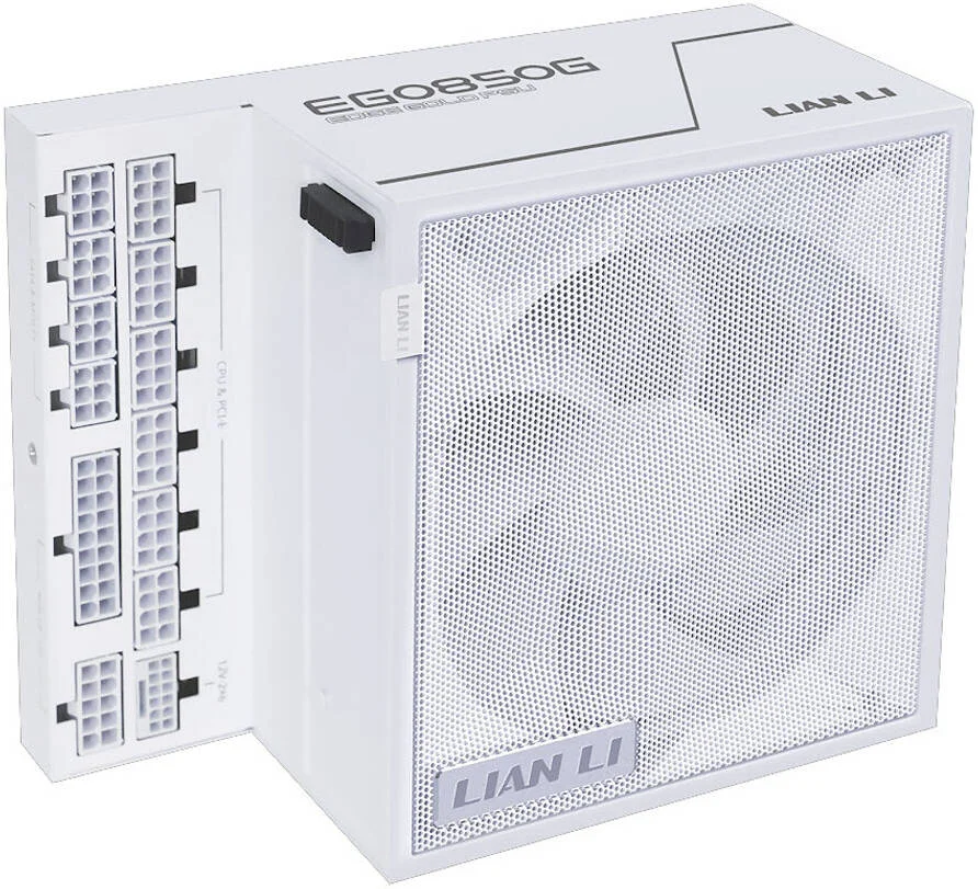 منبع تغذیه کاملاً ماژولار Lian-Li EDGE GOLD، توان 850 وات، راندمان 80 PLUS Gold، نوع فن 120 میلی‌متری FDB، PFC فعال، فرم فاکتور ATX 3.1، سرعت فن 2000 دور در دقیقه، سفید | EG0850G.WHITE