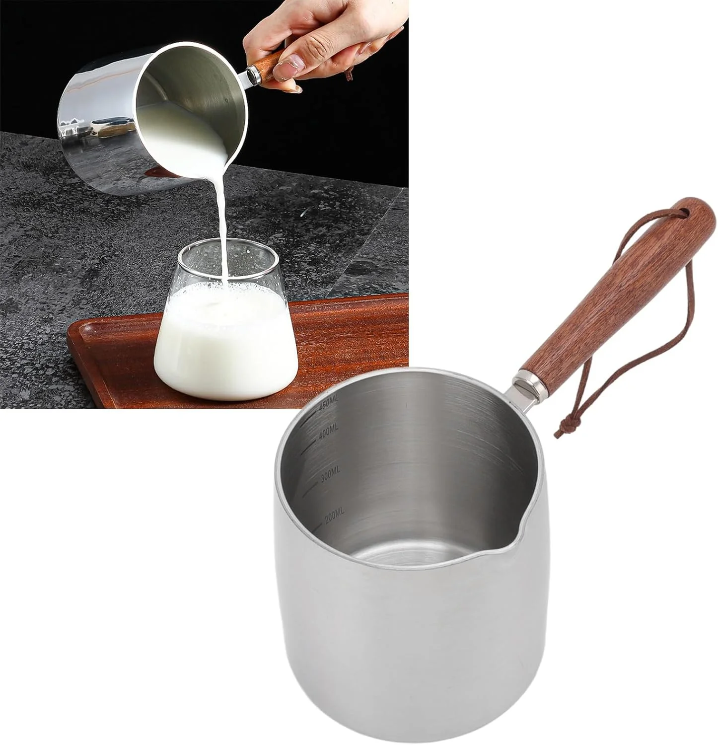 شیر گرم کن ایرشی با کف القایی، دارای 2 دهانه برای سرو، جنس استیل ضد زنگ مناسب برای شیر، شکلات و باقیمانده غذا شیر گرم کن ایرشی با کف القایی، دارای 2 دهانه برای سرو، جنس استیل ضد زنگ مناسب برای شیر، شکلات و باقیمانده غذا