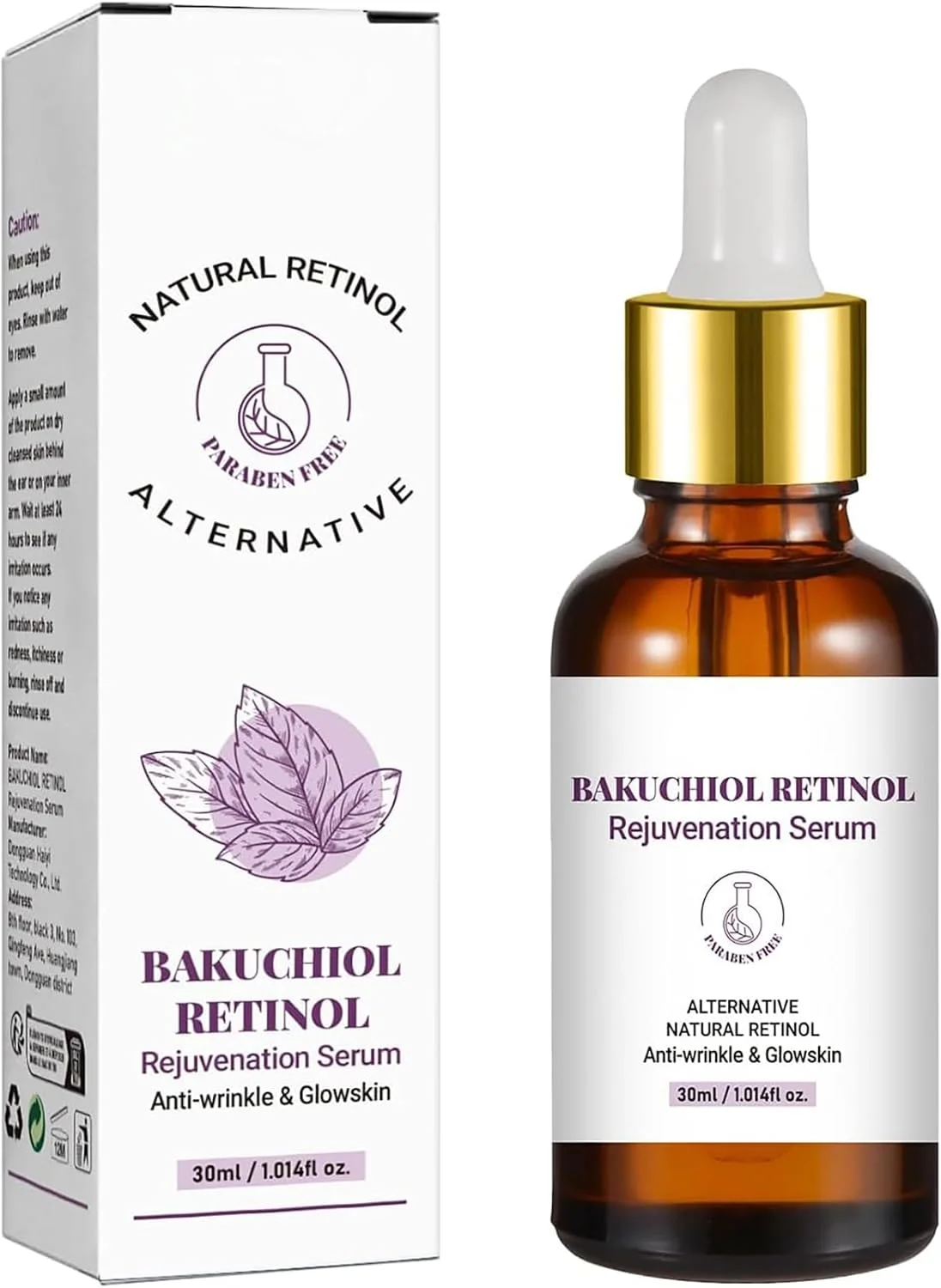 سرم باکوچیول جوانساز صورت با هیالورونیک اسید، سرم ضد چروک و ضد پیری برای پوست درخشان و کاهش آکنه (30 میلی لیتر)