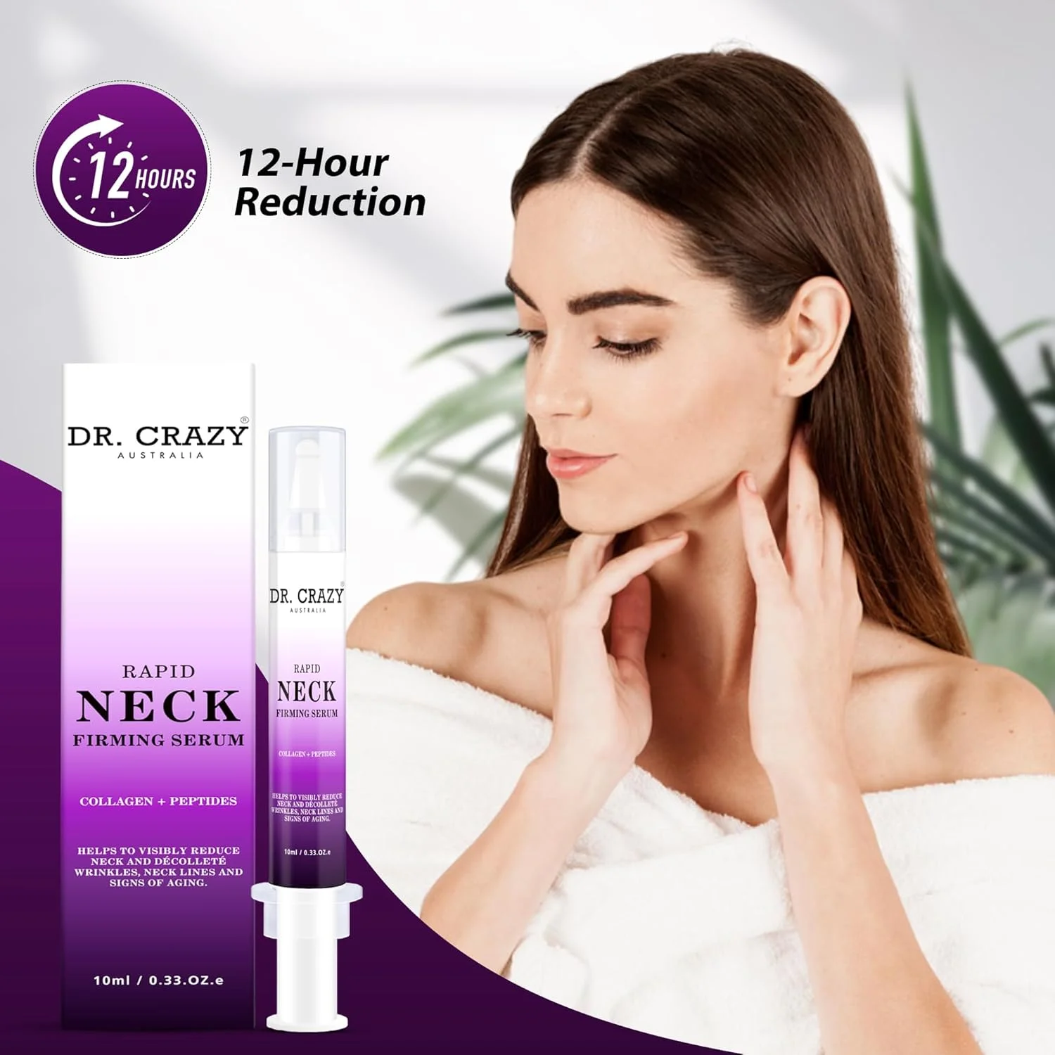 سرم سفت کننده سریع و ضد چروک گردن و ناحیه دکلته دکتر کریزی، کاهش 12 ساعته ظاهر خطوط ریز و چروک ها - 10 میلی لیتر