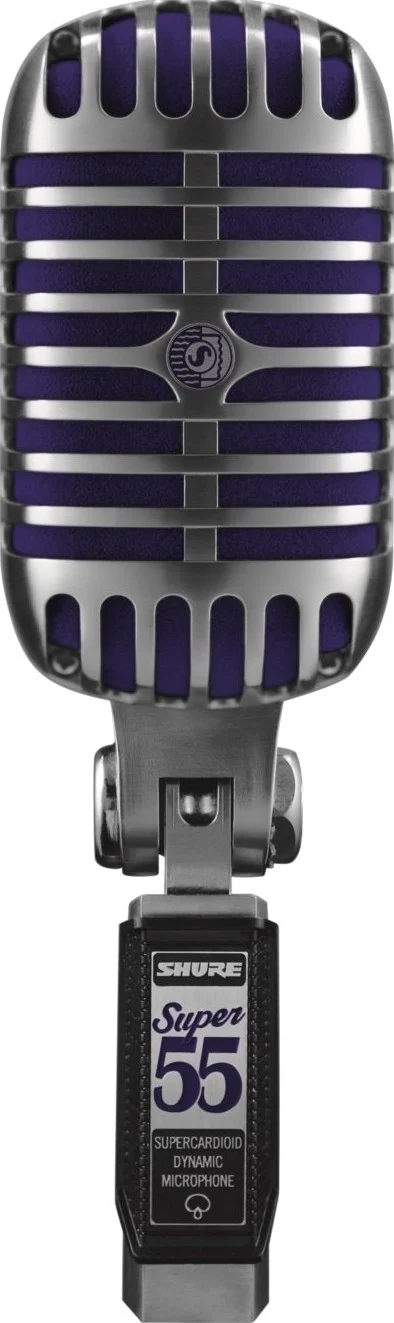 میکروفون وکال شور Super 55 Deluxe - استایل رترو نمادین، عملکرد حرفه ای، میکروفون داینامیک سوپرکاردیوید برای استیج و استودیو، نقره ای | Super 55