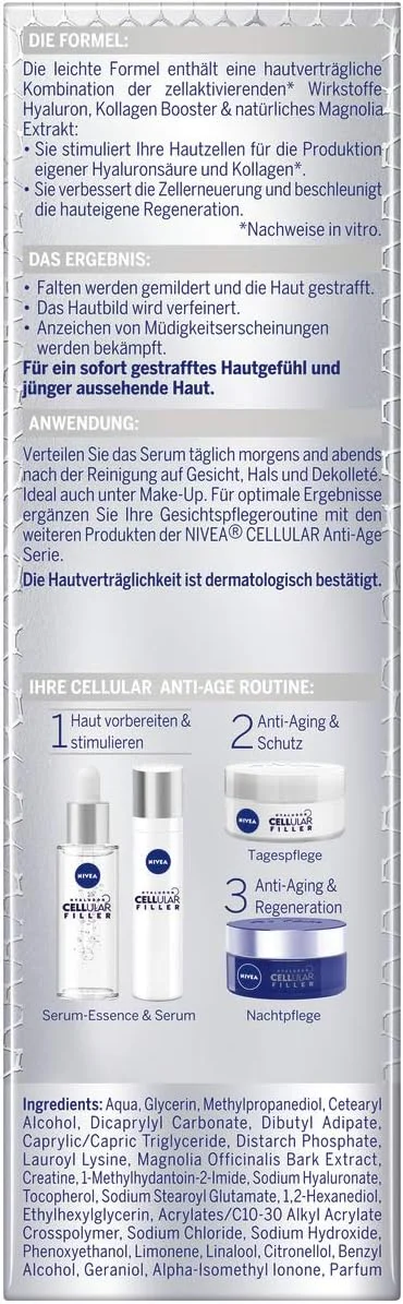 سرم روز و شب ضد پیری نیوآ هیالورونیک سلولار فیلر (40 میلی لیتر)، سرم صورت ضد چروک با عصاره ماگنولیا، سرم سفت کننده بهبود دهنده بازسازی سلولی