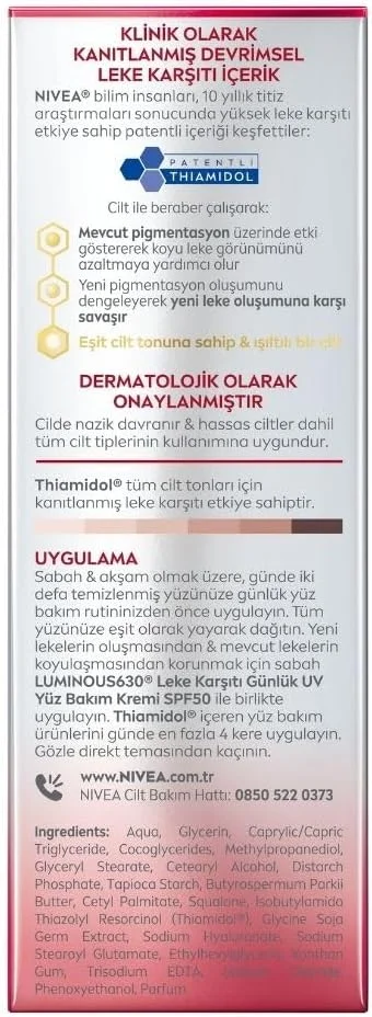 سرم ضد لک و ضد پیری لومینوس 630 نیوآ (30 میلی لیتر)، سرم صورت ضد چروک، کاهش دهنده لک های پیری و لک های تیره، سرم سفت کننده و آبرسان برای کاهش چین و چروک