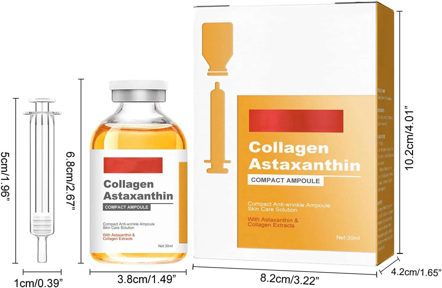 آمپول لیفتینگ کلاژن آستاگزانتین، آمپول سرم صورت، کاهش دهنده چین و چروک، ضد چروک و درخشان کننده پوست، ایجاد پوستی محکم، 30 میلی لیتر