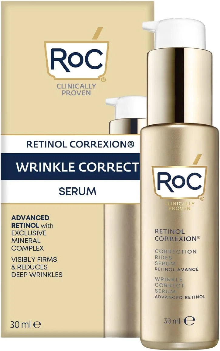 سرم صورت Roc - Retinol Correxion برای اصلاح چروک - درمان روزانه ضد چروک و پیری - مرطوب کننده سفت کننده - رتینول خالص Roc - حاوی آسکوربیک اسید - 30 میلی لیتر